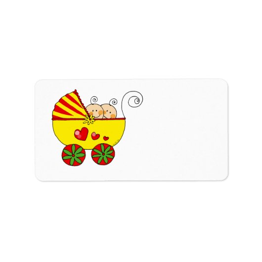 双子のための赤ちゃんシャワー ラベル (正面)