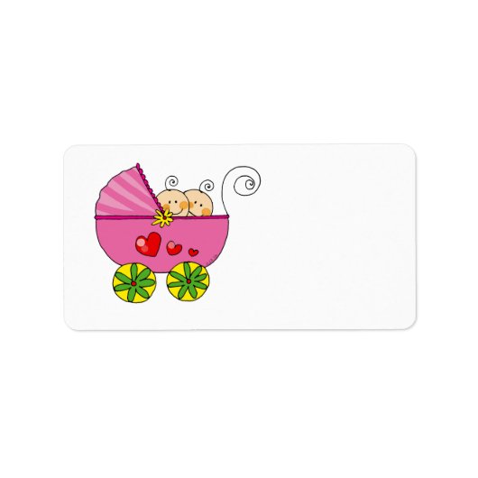 双子のための赤ちゃんシャワー（女） ラベル (正面)