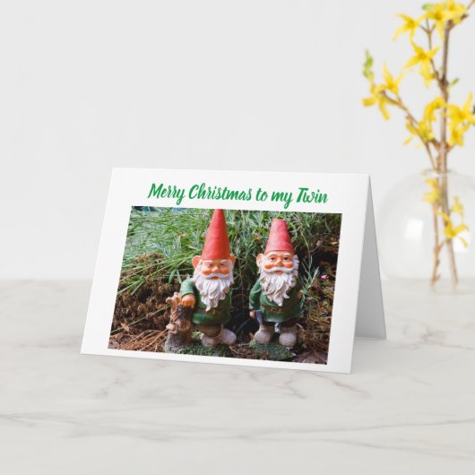 双子のカードに父方の双子のクリスマスの願い カード (黄色い花)