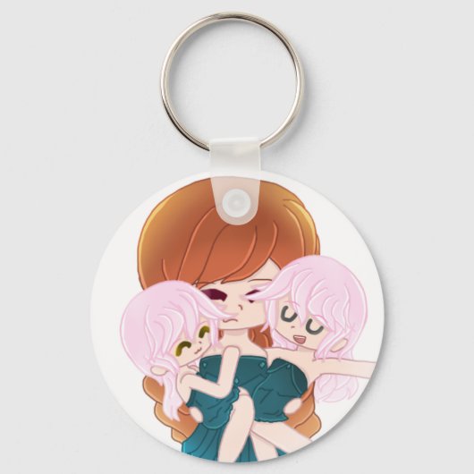 双子のキーチェーンを持つ漫画の母親 キーホルダー (正面)