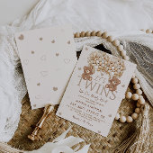 双子のクマさん あと少しで待ちに待ったベイビーシャワー 招待状