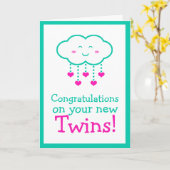 双子のグリーティングカードおめでとう カード (黄色い花)