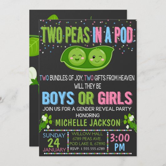 双子のジェンダーがさやの招待状 招待状 (正面/裏面)