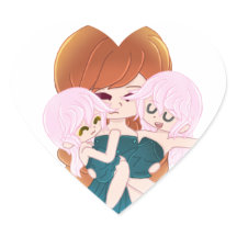 双子のステッカーを貼った漫画の母親