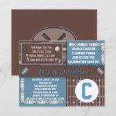 双子のスポーツベイビーシャワー招待状 招待状 (正面/裏面)