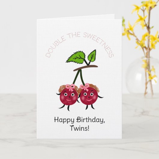 双子のチェリーガール カード (黄色い花)