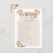 双子のテディベアが親を知るシャワゲーム 招待状 (正面/裏面)