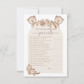 双子のテディベア親を知るシャワーゲーム 招待状 (正面)