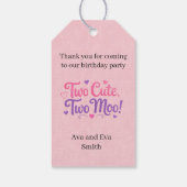 双子のハイランド牛の女の子の誕生日パーティーのお礼 ギフトタグ (裏面)