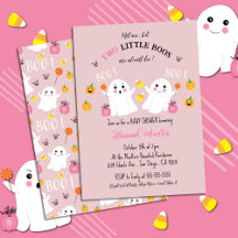 双子のハロウィン お披露目会 ピンク招待状
