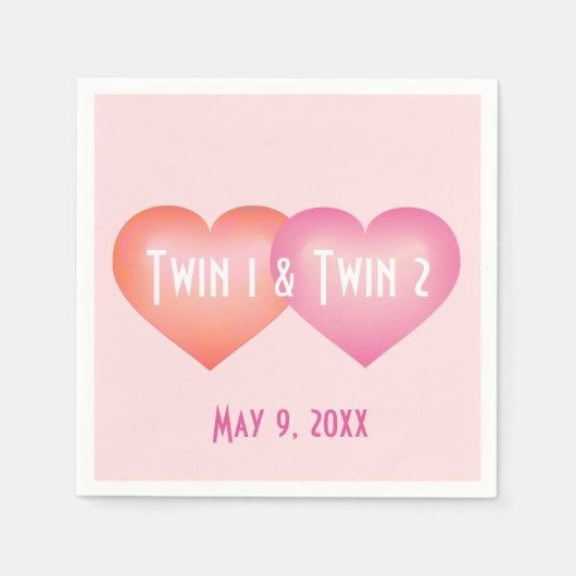 双子のハートのベビーガール スタンダードカクテルナプキン (正面)