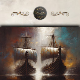 双子のバイキングロングシップのデコページ 薄葉紙