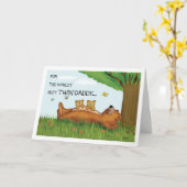 双子のパパのお父さんの日のカード最高の-  Twin Daddy カード (黄色い花)