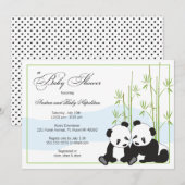 双子のパンダ | ベビーシャワーの招待状 招待状 (正面/裏面)