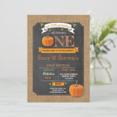 双子のパンプキン1歳の誕生日パーティーの招待状 招待状 (スタンド正面)