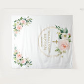 双子のピンクと白の花の洗礼 ゴールド フォト プロップ タペストリー (正面(横))