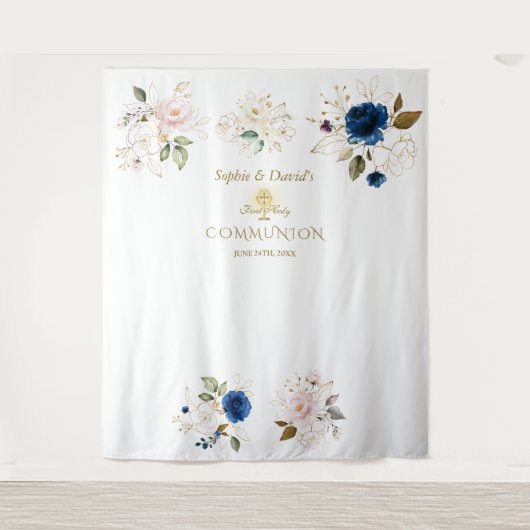 双子のピンクのブッシュ 花の聖体拝領 フォトプロップ タペストリー (正面)