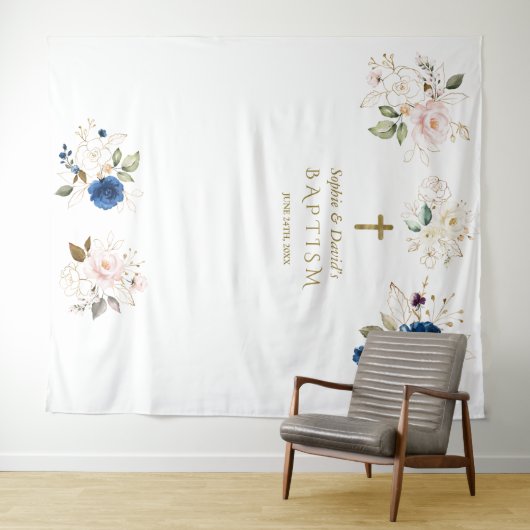 双子のピンクの花の洗礼 フォトプロップ タペストリー (インサイチュ(横))