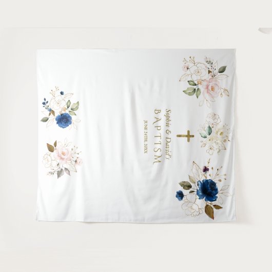 双子のピンクの花の洗礼 フォトプロップ タペストリー (正面(横))