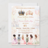 双子のプリンス＆プリンセス 王冠 ロイヤル バースデー 招待状 (正面)