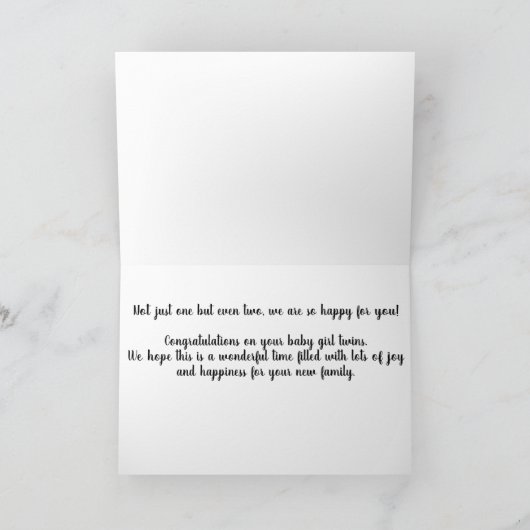 双子のベビーおめでとうカード カード (内部)