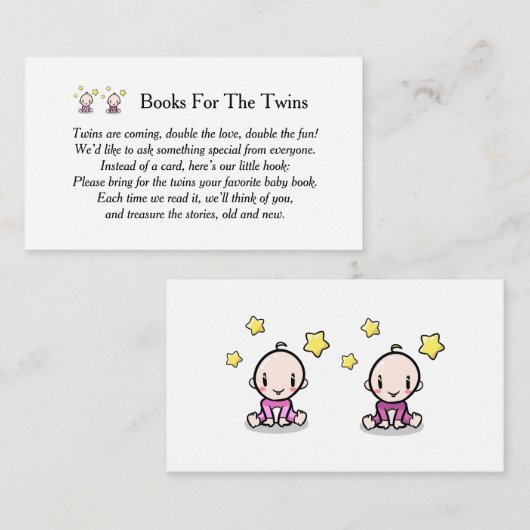 双子のベビーのための本，要請，双子の女の子， エンクロージャーカード (正面/裏面)