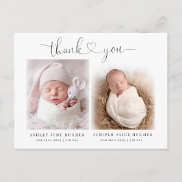 双子のベビーの写真の誕生のモダン発表 ポストカード