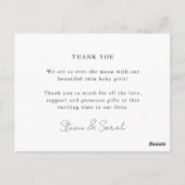 双子のベビーの写真の誕生の発表love & 感謝してい ポストカード (裏面)