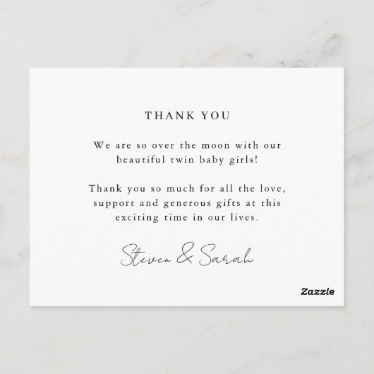双子のベビーの写真の誕生の発表love & 感謝してい ポストカード (裏面)