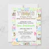 双子のベビーシャワーの招待 招待状 (正面)