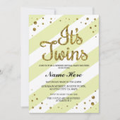 双子のベビーシャワージェンダーが黄色い招待状 招待状 (正面)