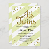 双子のベビーシャワージェンダーが黄色い招待状 招待状 (正面/裏面)