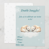 双子のベビーシャワーポーラーベアデザイン 招待状 (正面/裏面)