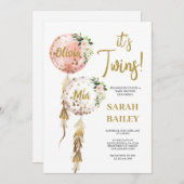 双子のベビーシャワー招待状 女の子 招待状 (正面/裏面)