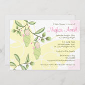 双子のベビーシャワー招待状 - 蝴蝶 招待状 (正面/裏面)