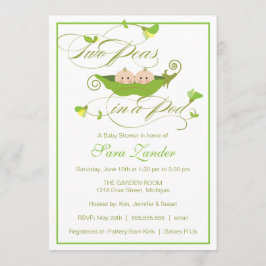 双子のベビーシャワー招待状 - 2つの豆が1つの鞘に入ったデザイン 招待状