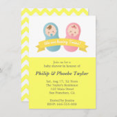 双子のベビーシャワー-かわいい男の赤ちゃんと少女 招待状 (正面/裏面)