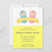双子のベビーシャワー-かわいい男の赤ちゃんと少女 招待状 (正面)