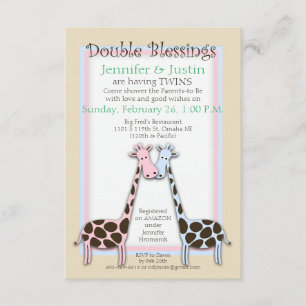 双子のベビーシャワー(ジェン) 招待状
