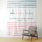 双子のベビーシャワー ピンク ブルー モダン タイポグラフィー パーティー タペストリー (インサイチュ)