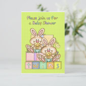 双子のベビーシャワー-双子用ベビーシャワーカード 招待状 (スタンド正面)