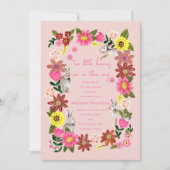 双子のベビーシャワー 可愛いウサギの女の子 招待状 (正面)