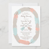 双子のベビーシャワーBoho部族の男の子/女の子のツイン 招待状 (正面)