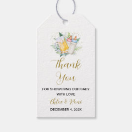 双子のベビーベビーシャワーありがとうラベル ギフトタグ