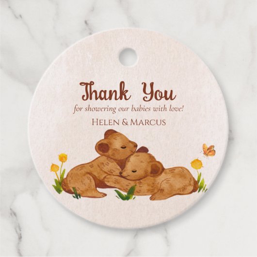 双子のベビー男女兼用感謝していユー フェイバータグ (正面)