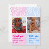 双子のベビー発表フォトカード 案内ポストカード (正面/裏面)