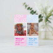 双子のベビー発表フォトカード 案内ポストカード (スタンド正面)