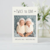 双子のベビー誕生の発表カード、2回の愛 サンキューカード (スタンド正面)