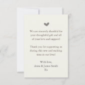 双子のベビー誕生の発表カード、2回の愛 サンキューカード (裏面)