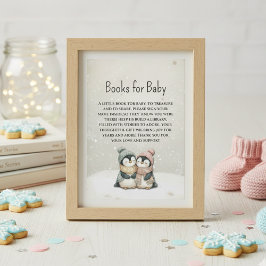 双子のペンギンのベビーシャワーのBooks for Baby エンクロージャーカード